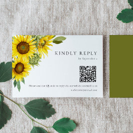 Watercolor Sunflower Wedflower RSVP Card Código QR