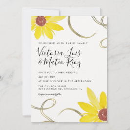 Watercolor Sunflower Wild Floral Swirl Weds