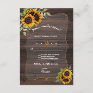 Watercolor Sunflower Wood Weding RSVP