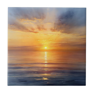 Watercolor Sunrise No Mar Calmo