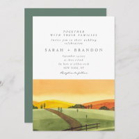 Watercolor — Sunset Green Field Convite para casam