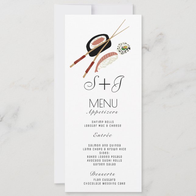 Watercolor Sushi Roll Japão Asiático - Menu (Frente)