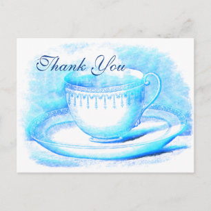 Watercolor Teacup Obrigado Cartões