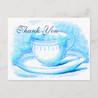 Watercolor Teacup Obrigado Cartões