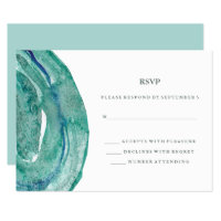Watercolor Teal Geode Wedding RSVP