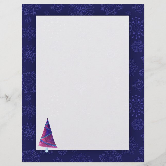 Watercolor Tree Snowflakes Carta de Natal (Frente)