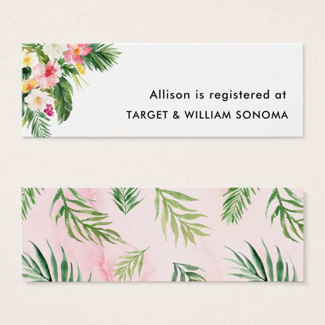 Watercolor Tropical Beach Bridal Registry Card (Frente & Verso)