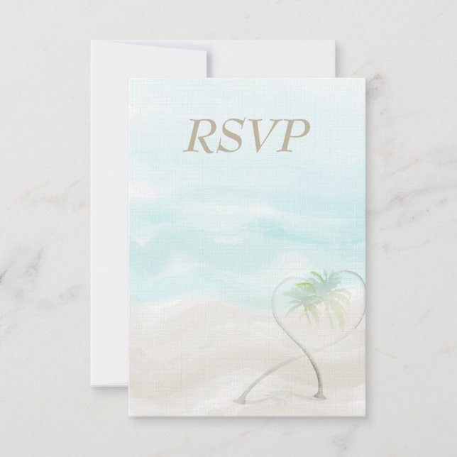 Watercolor Tropical Beach Weding RSVP (Frente)