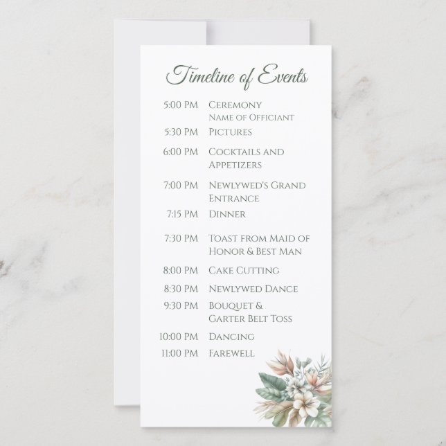 Watercolor Tropical Elegance - Programa de Casamen (Verso)