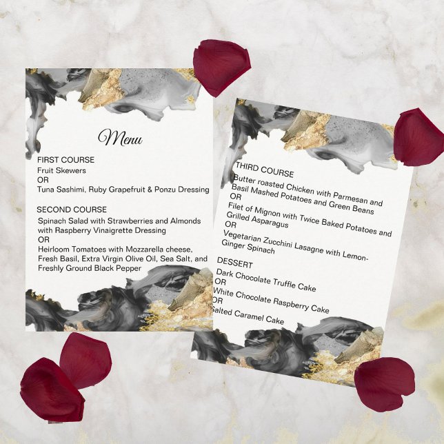 Watercolor Vanessa Black and White Wedment Menu (Criador carregado)