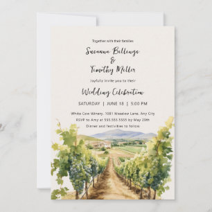 Watercolor Vineyard com convite para casamento RSV