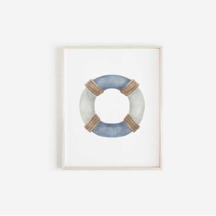 watercolor vintage Life Preserver impressão