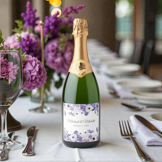 Watercolor Violet Purple Flowers Wedding (Criador carregado)