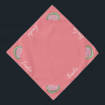 Watercolor Watermelon Script Name Pet Bandana<br><div class="desc">Bandana,  nome de animal de estimação,  com melancia</div>
