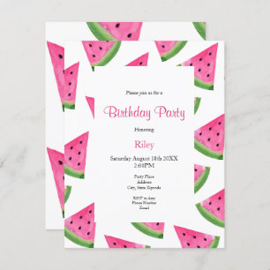 Watercolor Watermelon Wedge e Convite para Padrões