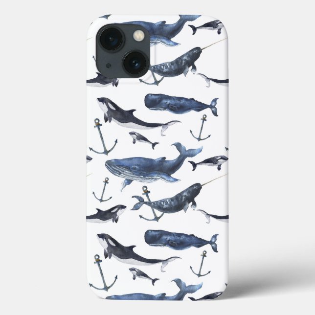 Watercolor Whale & Anchor Pattern (Verso)