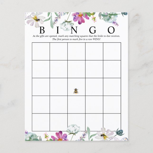 Watercolor Wildflower | Bridal Bingo | Jogos (Frente)