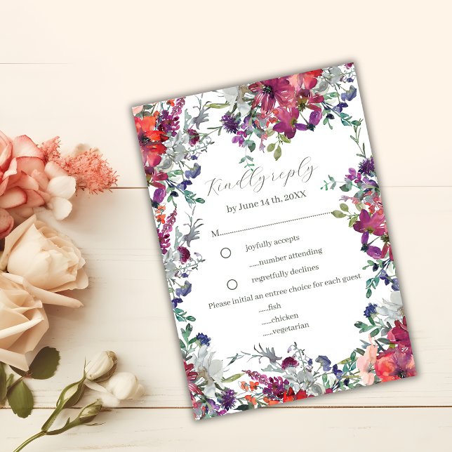 Watercolor Wildflower Elegant Boho Weding RSVP (Criador carregado)