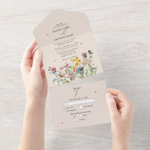 Watercolor Wildflower Garden & Insetos Casamento I