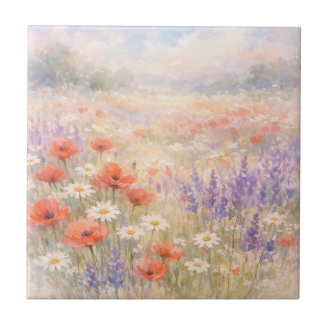 Watercolor Wildflower Meadow Scene (Frente)