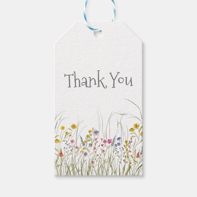 Watercolor Wildflower Obrigado Etiqueta (Frente)