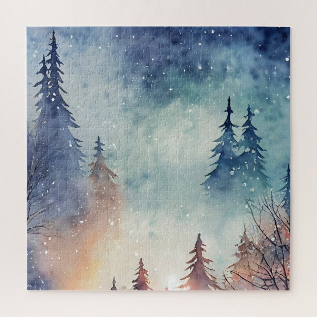 Watercolor Winter Art Jigsera Quebra-cabeça (Vertical)