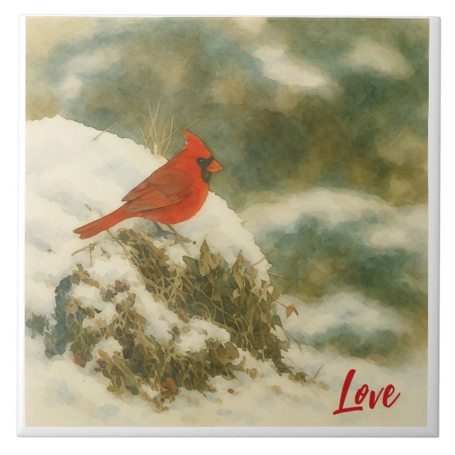 Watercolor Winter Cardinal (Frente)