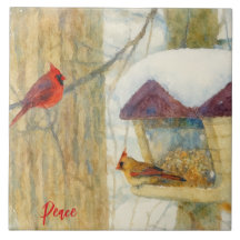 Watercolor Winter Cardinals