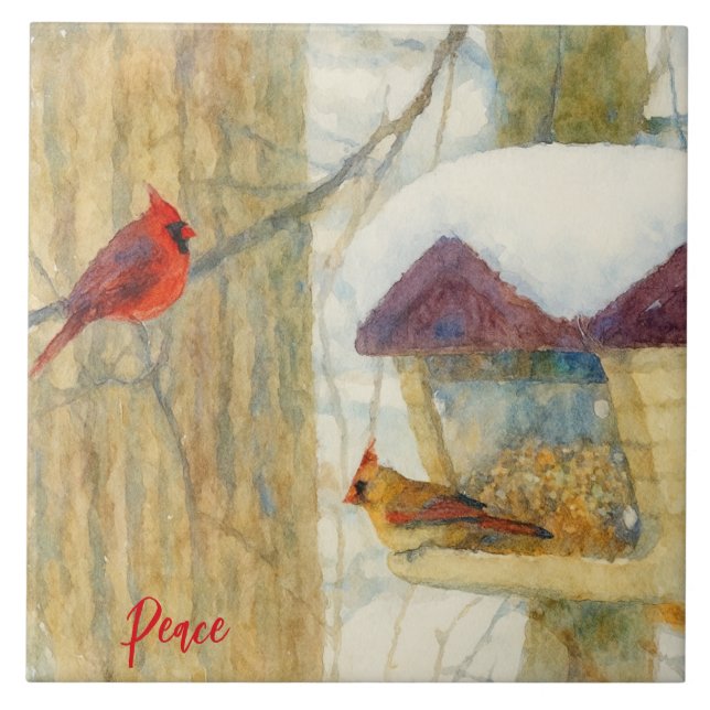 Watercolor Winter Cardinals (Frente)