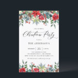 Watercolor Winter Flowers Christmas Party (Festa d<br><div class="desc">Convide convidados para o seu evento com este convite de festas de Natal personalizável. Apresenta terra de aquarelas de poinsettia vermelha,  rosas,  holly,  pincones e outros sotaques botânicos. Personalize adicionando seus detalhes. Este convite de festas floral de Natal está disponível em uma variedade de estoques de cardos.</div>