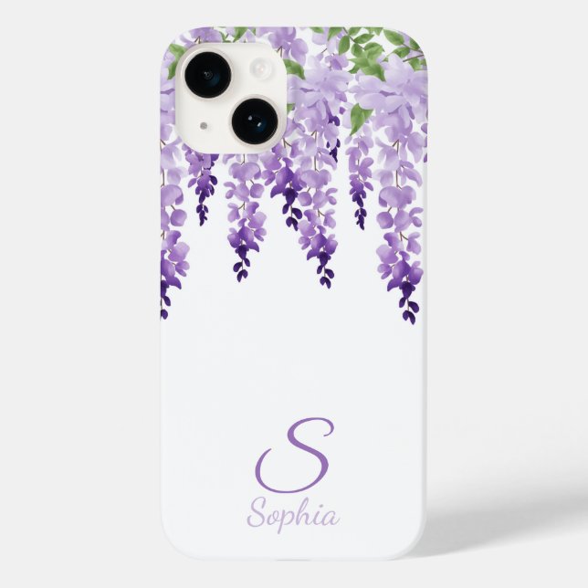 Watercolor Wisteria Personalizado Name Monograma (Verso)
