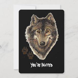 Watercolor Wolves Cita Lobo Selvagem Convite de An