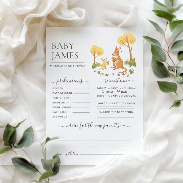 Watercolor Woodland Kangaroo Baby Predictions Jogo (Criador carregado)