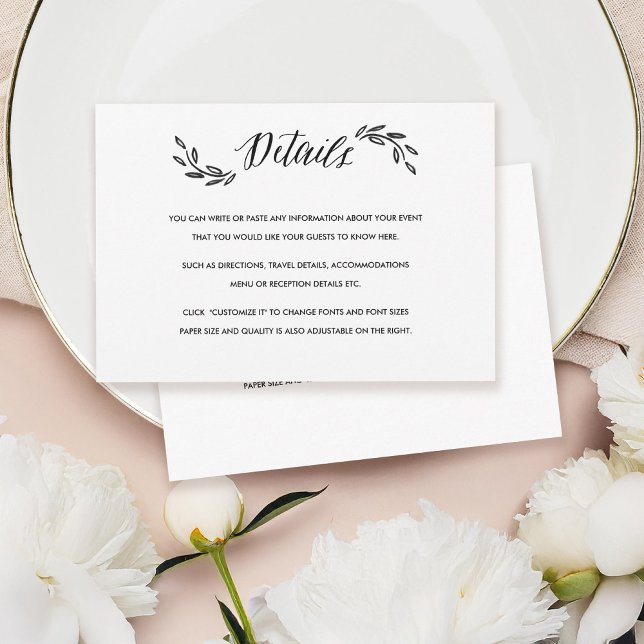 Watercolor Woodland Wedding Inserir Cartão de Deta (Criador carregado)