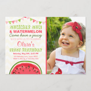 Watermelon Birthday Convite Sun Summer Party