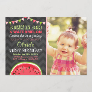 Watermelon Birthday Convite Sun Summer Party
