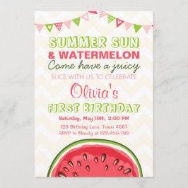 Watermelon Birthday Convite Sun Summer Party