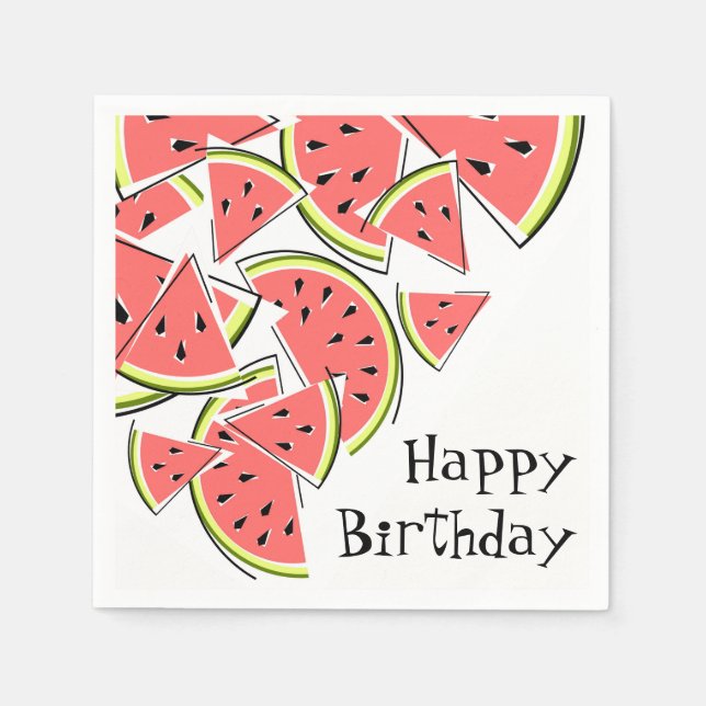 Watermelon Happy Birthday - papel para guardanapos (Frente)