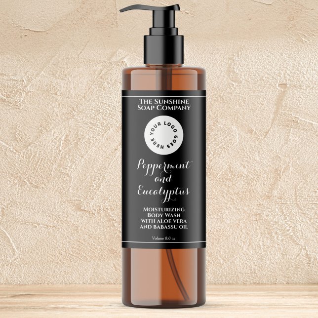 Waterproof black cosmetics bottle label add logo (Criador carregado)