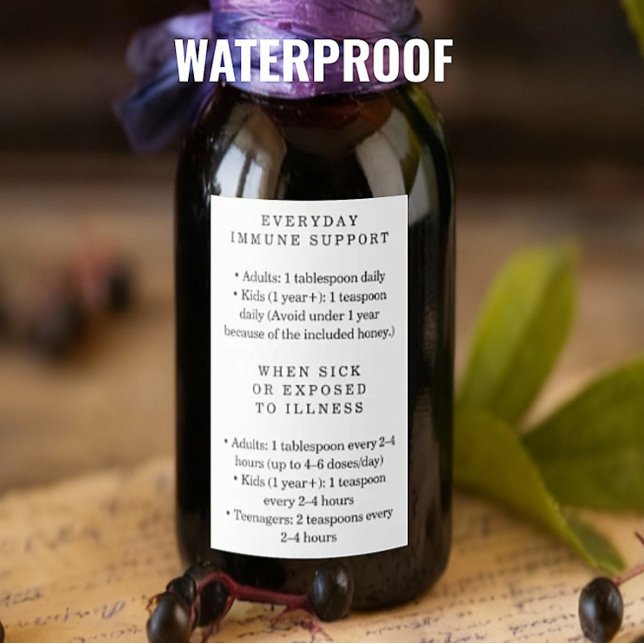Waterproof Elderberry Syrup Instructions Labels (Criador carregado)