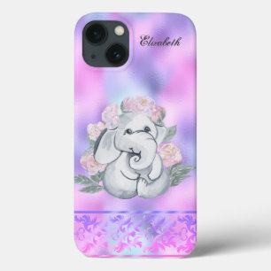 Watrercolor Elephant Flowers Holographic