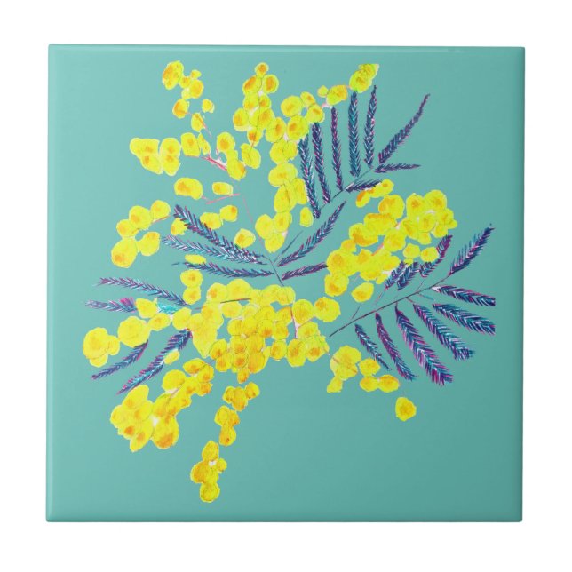 Wattle Mimosa yellow flower art Austrália (Frente)