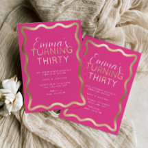 Wave Hot Pink Birthday Foil Invent