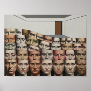 "Wave of Faces" Design Poster de Impressão