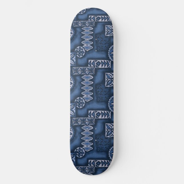 Wave Warrior Hawaiian Tapa Skateboard (Frente)