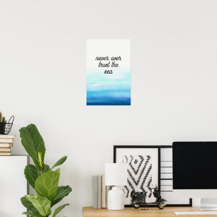 Waves Watercolor Blue Poster
