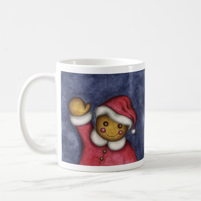 Waving Gingerbird Man Boy Papai noel caneca de Nat (Esquerda)