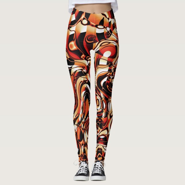 Wavy Abstrato 270321 - 02 Laranja Leggings (Frente)