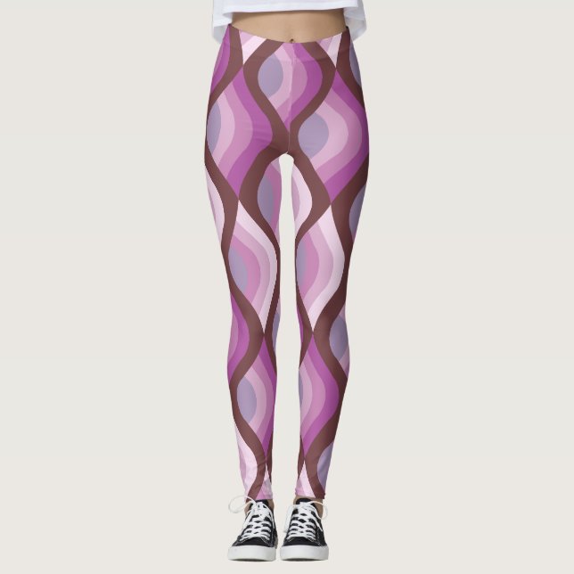 Wavy Ombre Purple All-Over-Print Leggings (Frente)