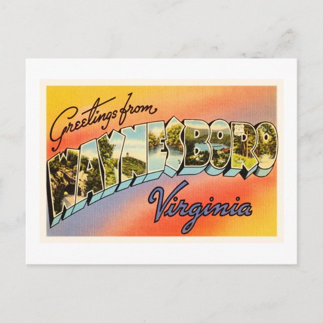 Waynesboro Virgínia VA Antigo Cartão Postal de Via (Frente)